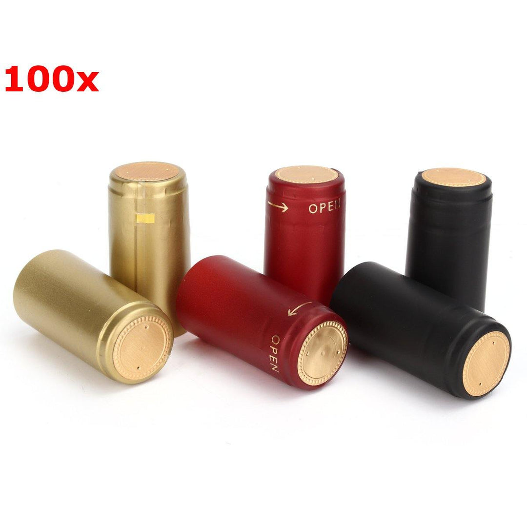 100Pcs Heat Shrink Cap PVC Tear Tape Wine Bottle Seal Ring Cover - MRSLM