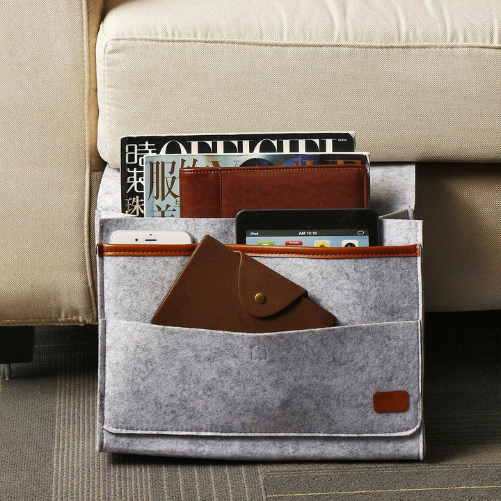 Bedside Pocket Storage Baskets Hanging Bag Felt Sofa Phone Book Organizer Remote Home Holder - MRSLM