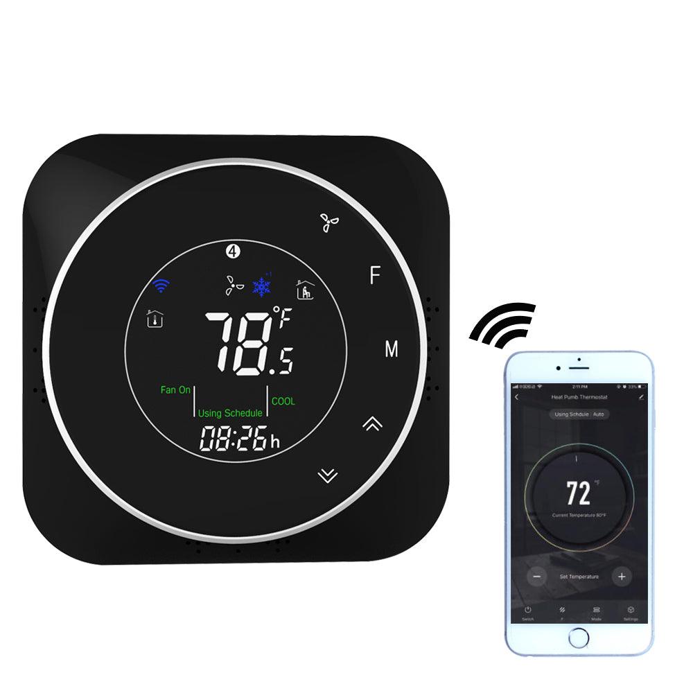BHP-6000H-WiFi Black/White 24V WiFi Smart Heat Pump Thermostat Temperature Controller Smart Life/Tuya APP Remote Control Works with Alexa Google Home - MRSLM