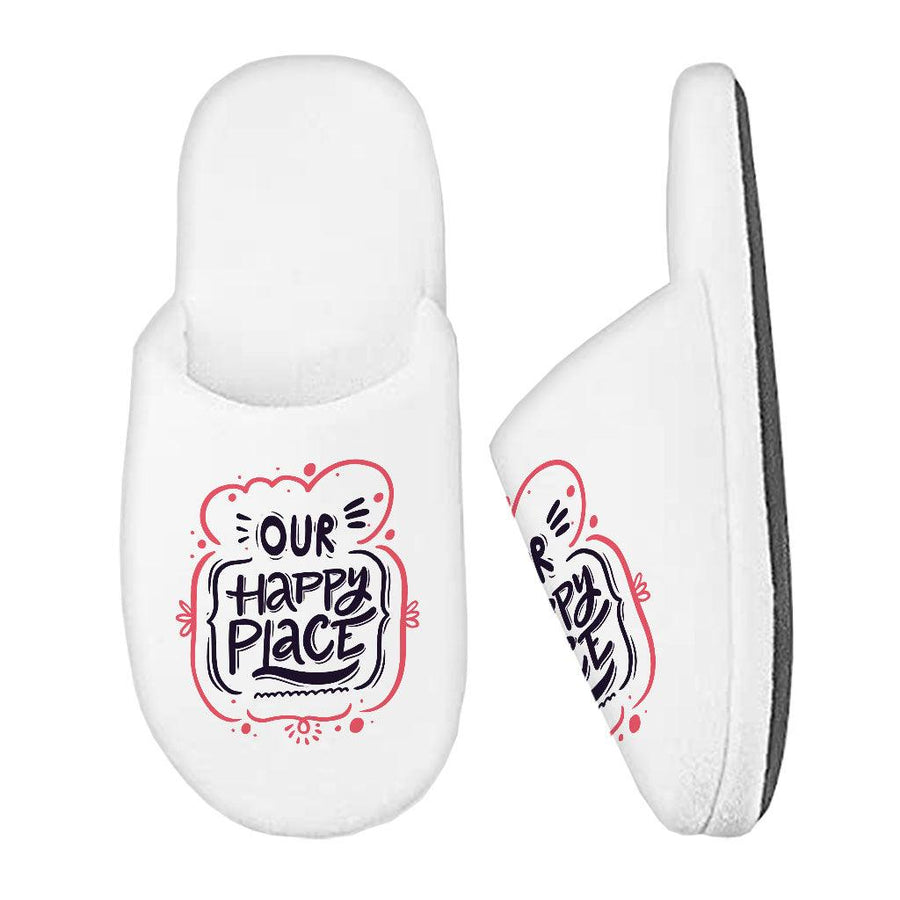 Our Happy Place Memory Foam Slippers - Themed Slippers - Cool Design Slippers - MRSLM
