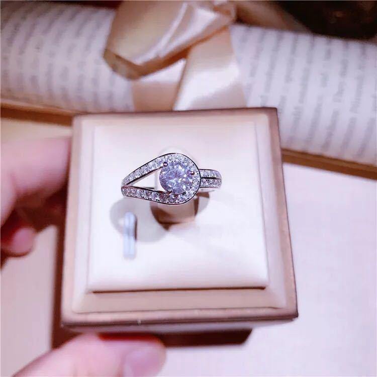 Temperament high-end atmosphere Korean fashion group set flash diamond zircon marriage simulation diamond ring opening adjustable ring female (Platinum Adjustable) - MRSLM