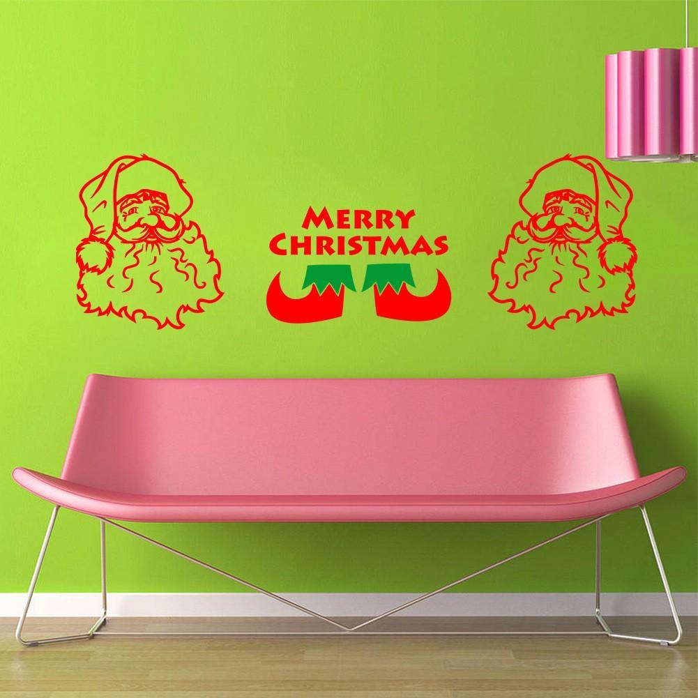 Merry Christmas Santa Claus Stocking Removable DIY Window Wall Sticker Home Party Decoration - MRSLM