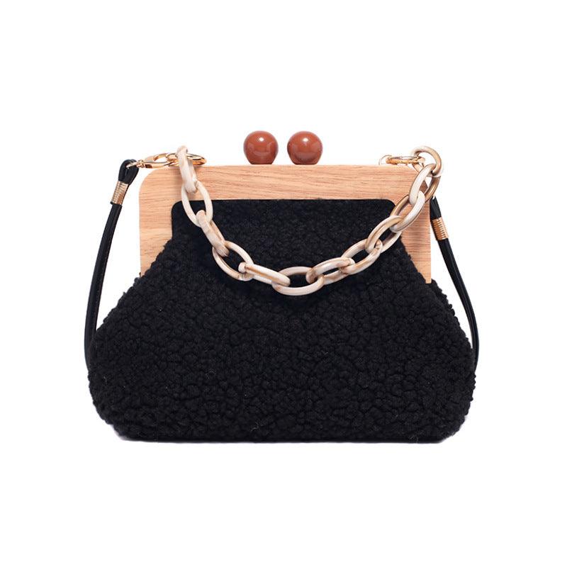 Fluffy Shoulder Bag Solid Plush Handbags Female Winter - MRSLM