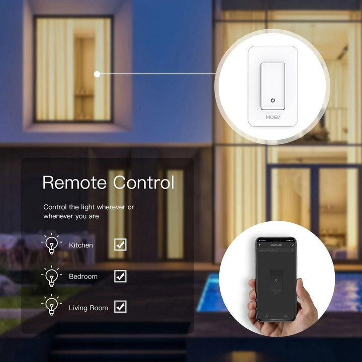 MoesHouse WiFi Smart Light Switch Control by Smart Life/Tuya APP Works with Alexa Google Home for Voice Control - MRSLM