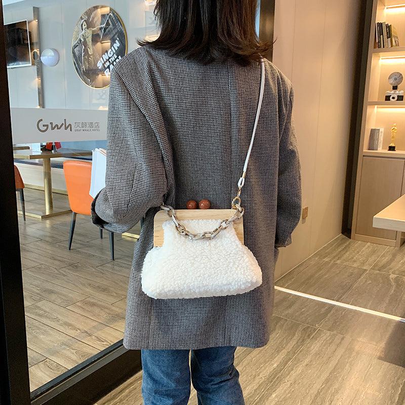 Fluffy Shoulder Bag Solid Plush Handbags Female Winter - MRSLM