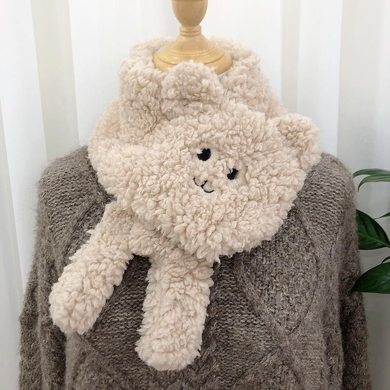 Winter Women Novelty Warm Cute Bear Plush Scarf Lamb Wool - MRSLM