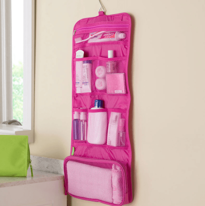Travel Foldable Hanging Makeup Organizer Bag Portable Toilet Cosmetic Bag Storage Organiser for Outdoor Camping - MRSLM