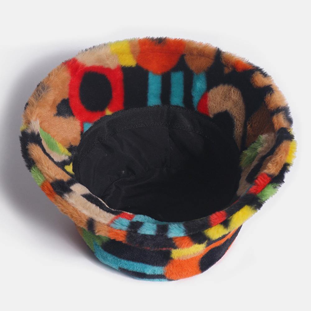 Unisex Rabbit Hair Contrast Color Number Printing Casual Outdoor Fashion Visor Bucket Hat - MRSLM