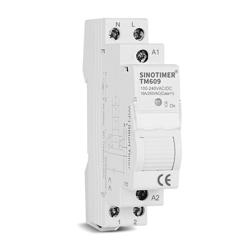 SINOTIMER TM609 Home Smart 18mm 1P WiFi Remote APP Control Circuit Breaker Timing Switch Staircase Timer Din Rail Universal 110V 220V AC Input - MRSLM