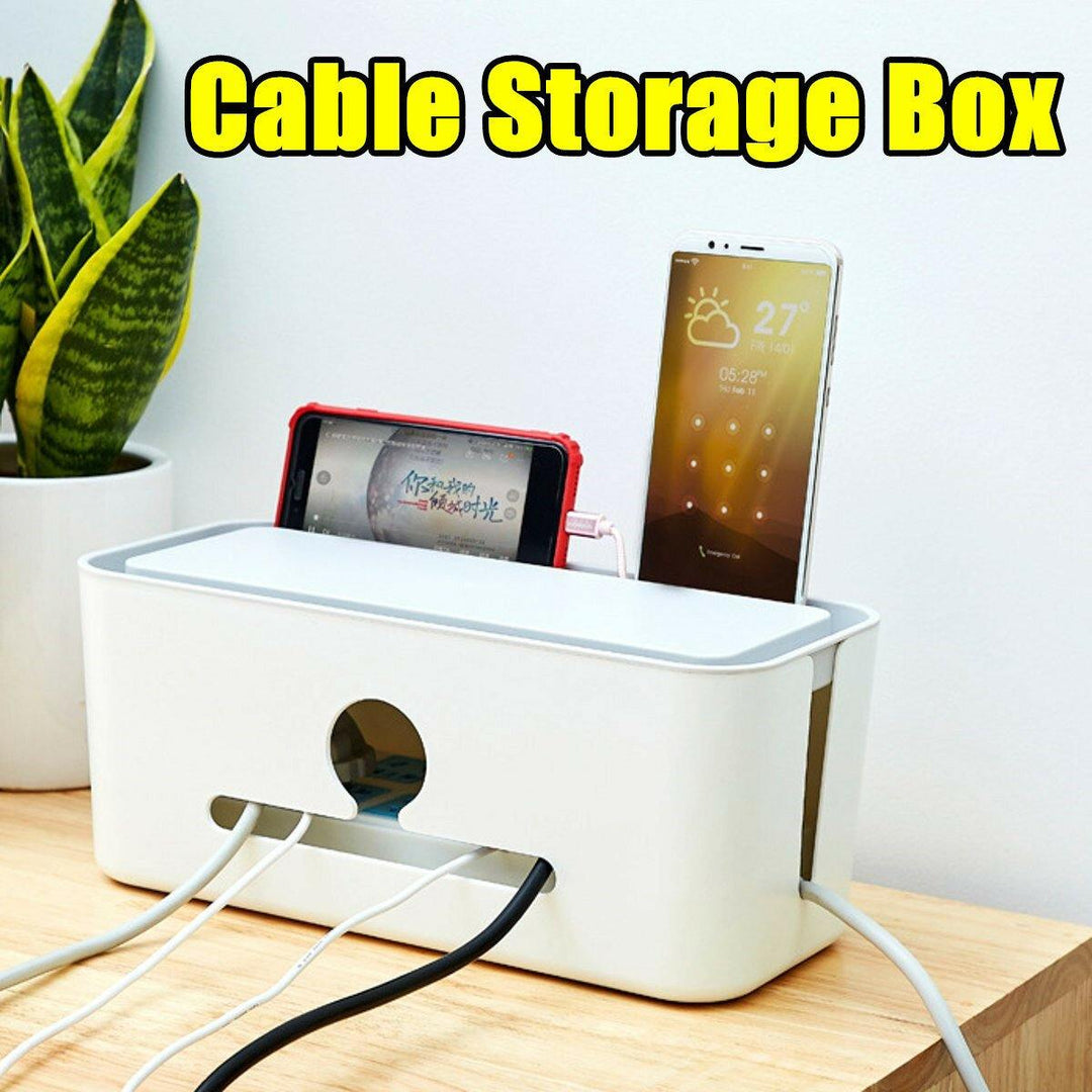 Cable Storage Box Power Cord Wire Case Home Charger Socket Tidy Organizer Holder - MRSLM