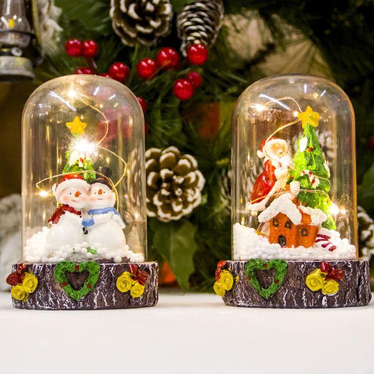Christmas resin ornaments Santa snowman creative lights pendant Xmas Table decorations New Year Kids Gift - MRSLM