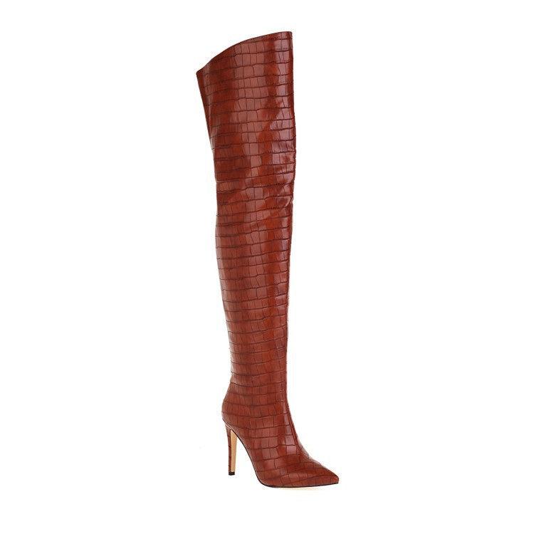 Pointed back zip high-top over-the-knee boots - MRSLM