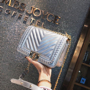 Ladies chain lock small square bag, view 2 - MRSLM