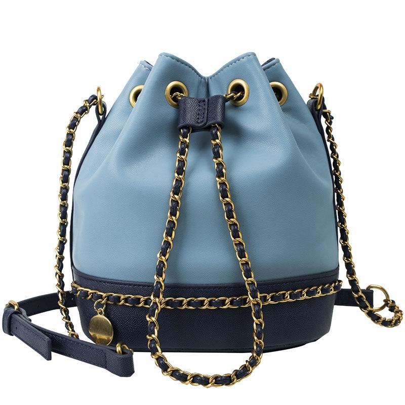 woven chain bucket handbag, view 3 - MRSLM