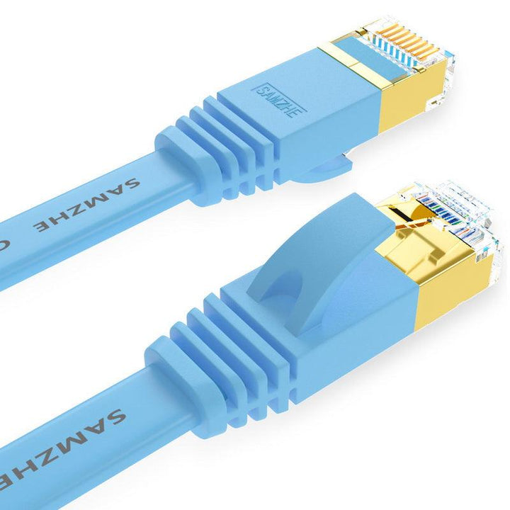 SAMZHE 1~10M CAT7 STP 10Gbps Blue Flat RJ45 Ethernet Patch Cable Networking LAN Cable - MRSLM