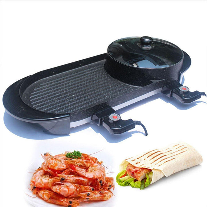2 In 1 Multifunction Electric Grill Non-Stick Non-Smoke Hot Pot Barbecue 1800W - MRSLM