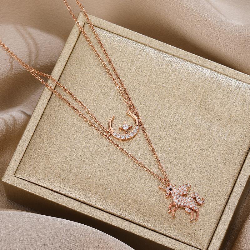 Unicorn Star Moon Pendant Necklace Girl Women Fashion Jewelry Accessories - MRSLM