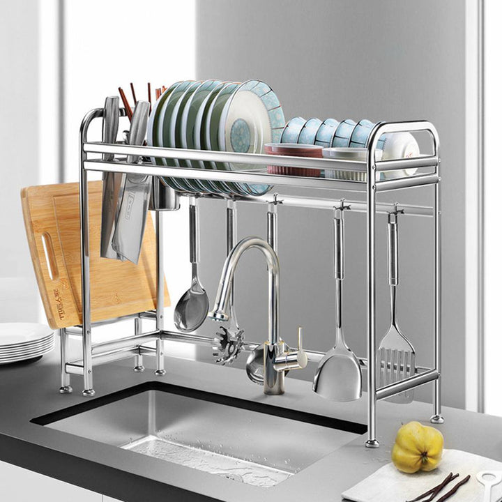 66cm/91cm Stainless Steel Over Sink Dish Drying Rack Storage Multifunctional Arrangement for Kitchen Counter - MRSLM