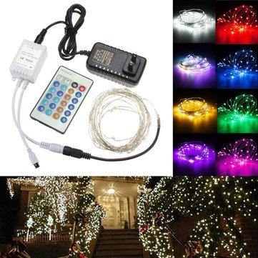 12V 5M 50LED Silver Wire Christmas String Fairy Light Remote Controller with Adapter - MRSLM