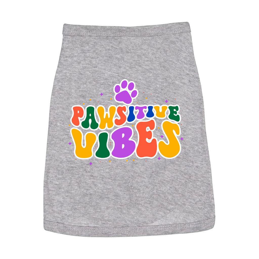 Pawsitive Vibes Dog Sleeveless Shirt - Colorful Text Dog Shirt - Cool Dog Clothing - MRSLM