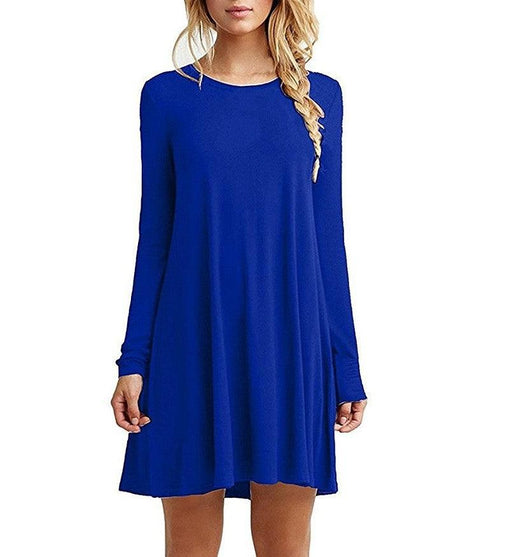 solid color long-sleeved dress, view 4 - MRSLM