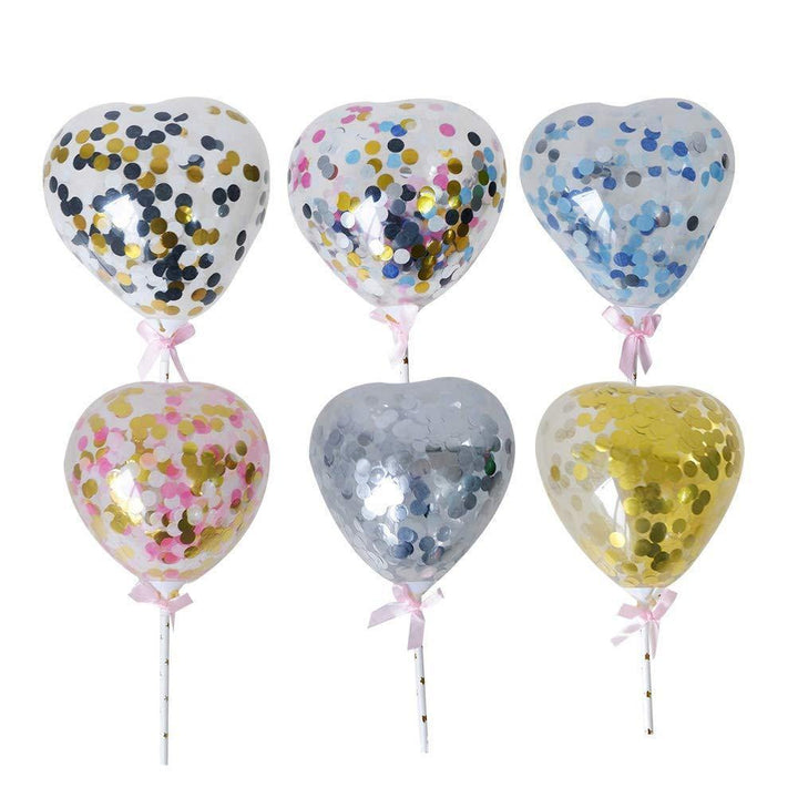 Transparent Confetti Balloon Cake Topper Decoration Party Supplies - MRSLM
