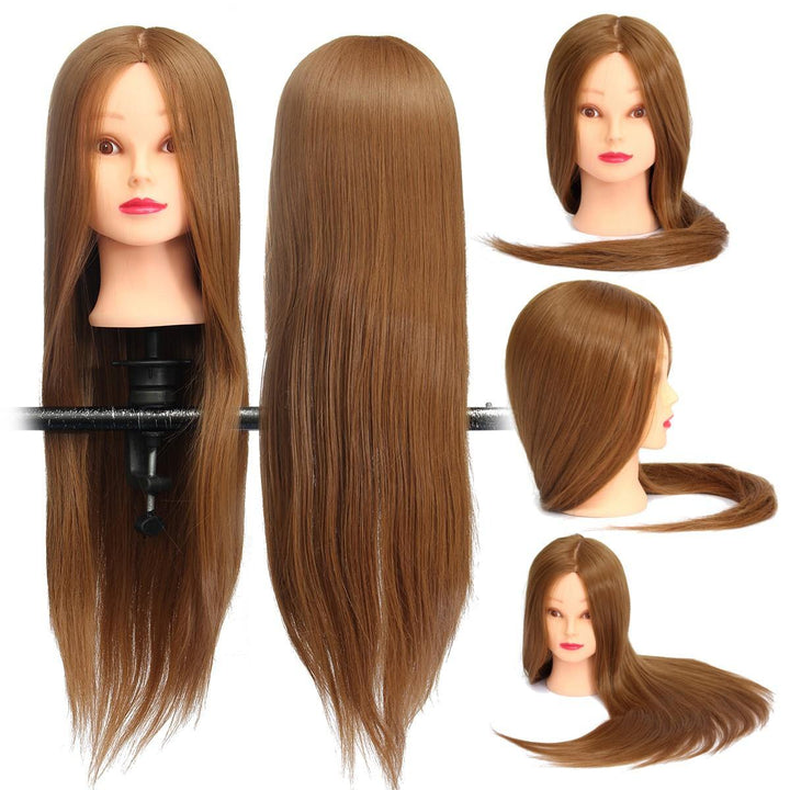 Brown 18 Inch Long Straight Hair Training Model Mannequin Practice Head Salon Cutting - MRSLM