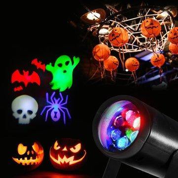 3W 4 Patterns RGB Rotating Laser Projecter LED Stage Light Halloween Christmas Party Bar Decor Lamp - MRSLM