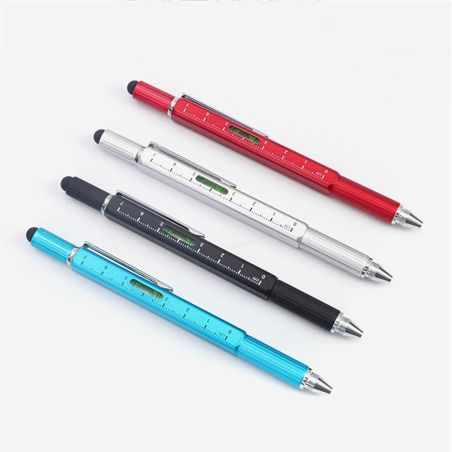 0.7mm Multi Function Level Tool Pen Square Touch Screen Rod Metal Screwdriver Ballpoint Pen Gift Tool School Office Supplies - MRSLM