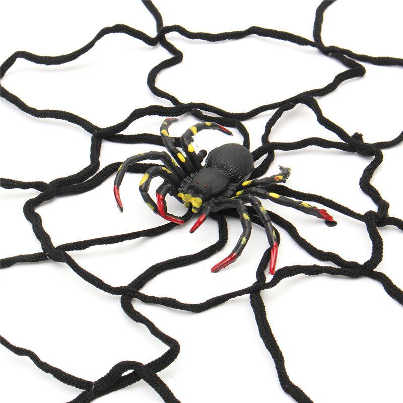 Halloween Party Decoration Supply Black Spider Web With Spider Honor Props Toys - MRSLM