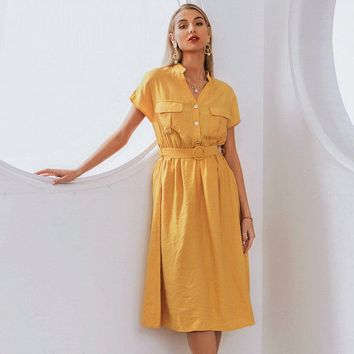 casual short sleeve slim dress - MRSLM