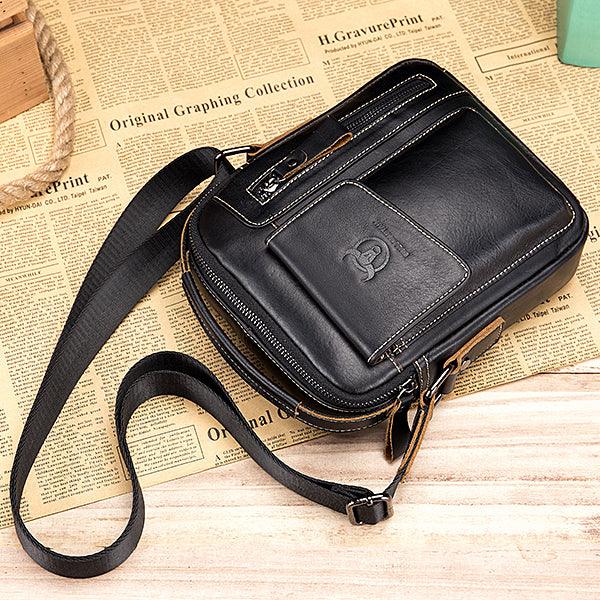 Bullcaptain Genuine Leather Business Messenger Bag Vintage Crossbody Bag For Men - MRSLM