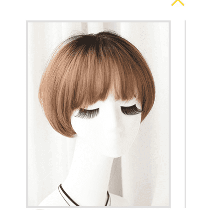 Wig female short hair Korean air bangs bobo wave head realistic chemical fiber wig headgear - MRSLM