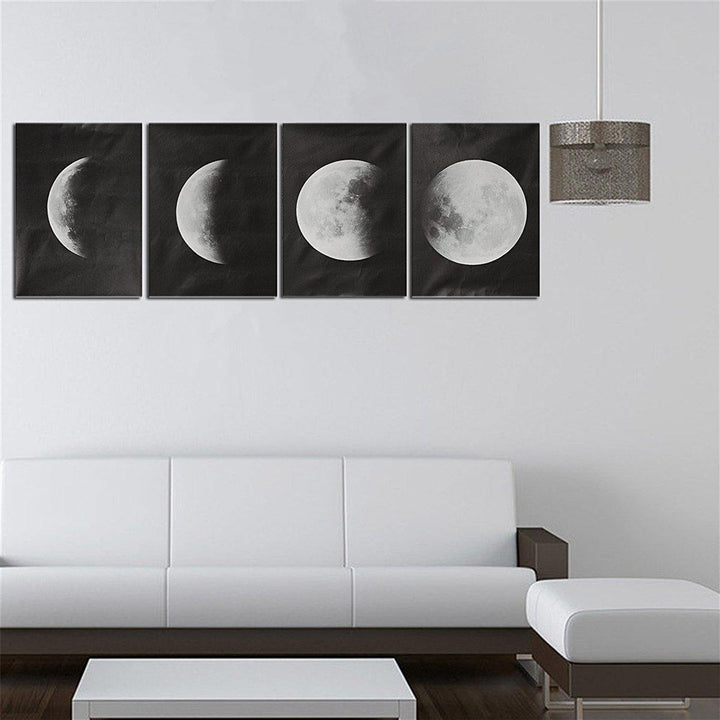 4Pcs/Set Moon Wall Decor Poster Art Print Canva Wall Picture Home Decorations - MRSLM