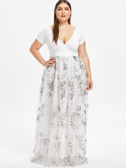 large size collar short sleeve flower sequins, view 3 - MRSLM