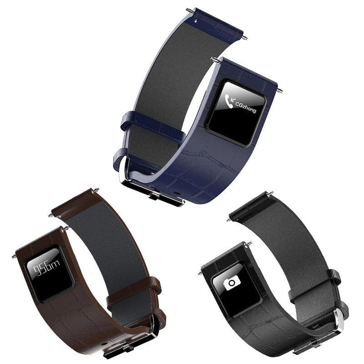22mm Smart Wristband Strap Leather with Frame for H1 Smart Watch (Blue) - MRSLM