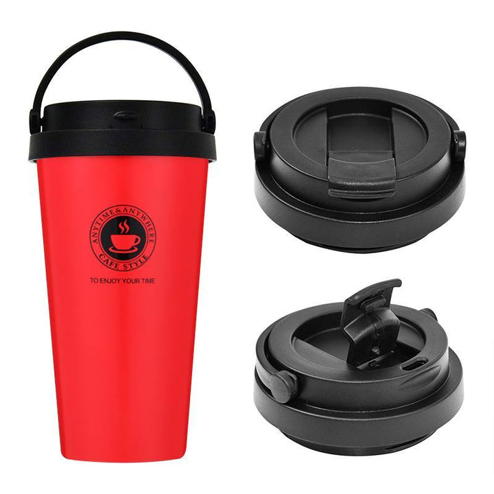 500ML Portable Coffee Vacuum Flasks Insulated Mugs Hot & Cold Cup With Handle Leakproof Stainless Steel Thermos Flask Tea Water Bottle - MRSLM