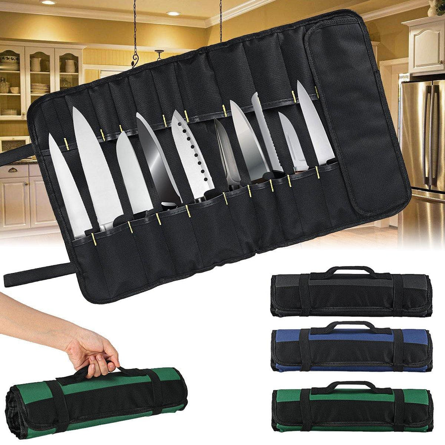 Oxford Cloth 22 Slots Pocket Chef Bag Roll Carry Case Portable Storage - MRSLM