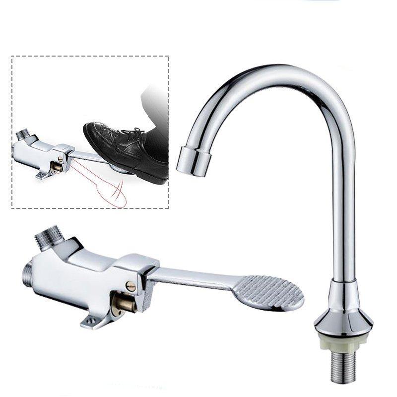G1/2 Foot Pedal Control Valve Faucet Basin Switch Kitchen Sink Bathroom Tap - MRSLM