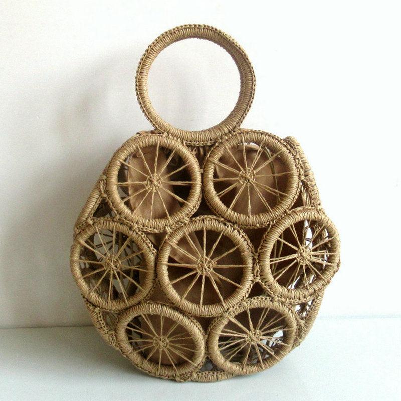 The New Circle Hollow Paper Rope Woven Bag Diagonal Straw - MRSLM