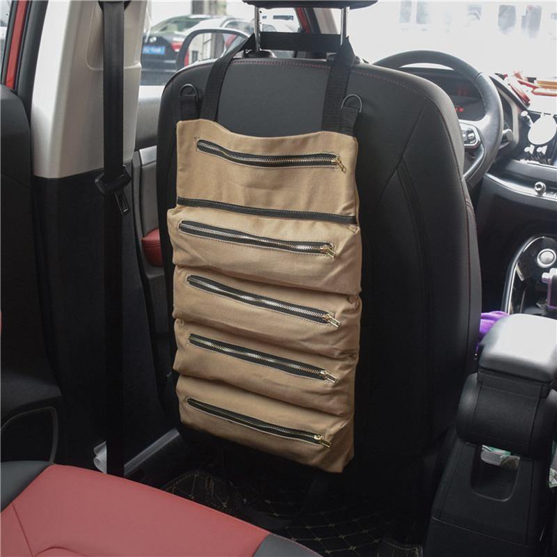 Multi-Purpose Portable Car Bag Hanging Car Organizer Seat Back Storage Container with 5 Pockets - MRSLM