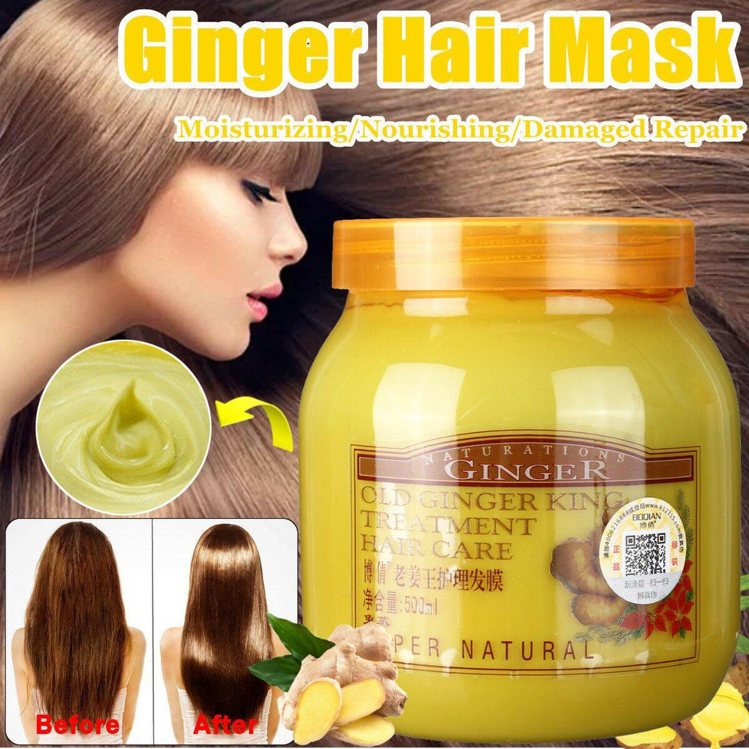 Ginger Moisturizing Hair Mask Damaged Repair Hair Care Treatment Cream Baked Ointment Hair Conditioner Dry Frizz 500ML - MRSLM