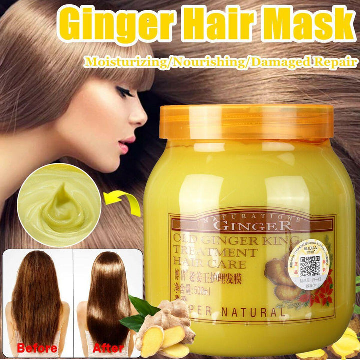 Ginger Moisturizing Hair Mask Damaged Repair Hair Care Treatment Cream Baked Ointment Hair Conditioner Dry Frizz 500ML - MRSLM