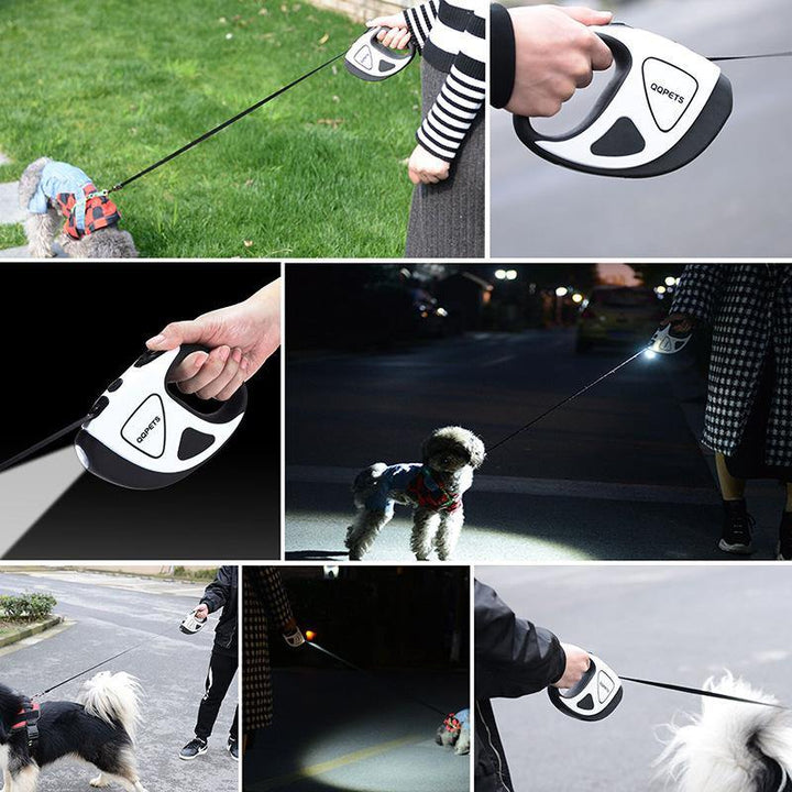 Pet Dog Automatic Retractable Fiber Leash Night Safety LED Shining Automatic Stretching Dog Hand Holding Rope Pet Supplies - MRSLM
