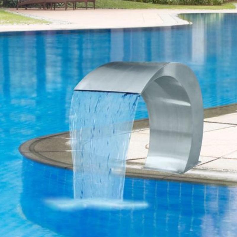 40×20cm Stainless Steel Pool Accent Fountain Pond Garden Swimming Pool Waterfall Feature Faucet - MRSLM