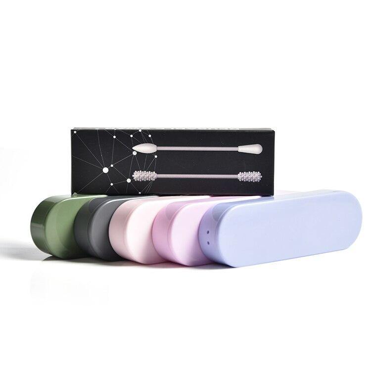 2Pcs Dropshipping Reusable Silicone Cotton Swab With Case Ear Eye Cleaning Washable Makeup Swabs Soft Flexible Make Up Tools - MRSLM