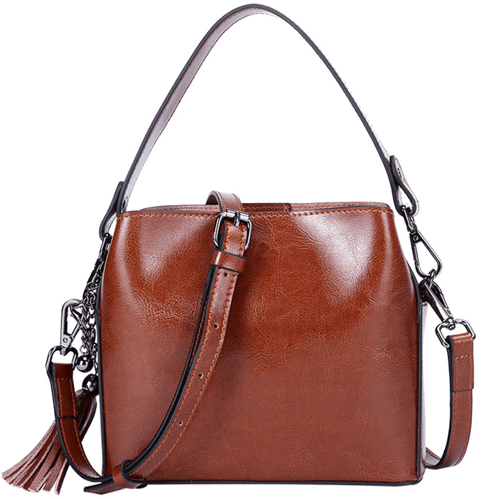 Women Vintage Faux Leather Crossbody Bag Shoulder Bags Bucket Bag Crossbody Bag - MRSLM