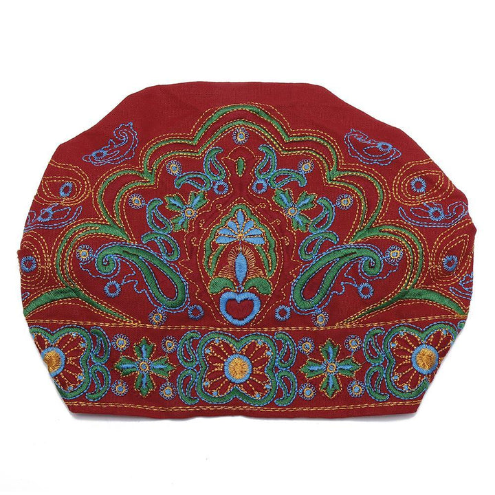 Women Ethnic Embroidery Cotton Beanie Caps Vintage Good Elastic Breathable Turban Caps - MRSLM