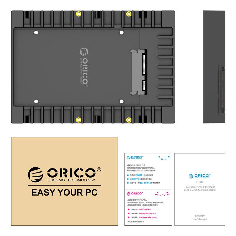 ORICO 1125SS 2.5 to 3.5 inch Hard Drive Caddy HDD Enclosure Bay Internal Hard Drive Mounting Bracket Adapter 3.5 inch SATA HDD Mobile Frame (Black) - MRSLM