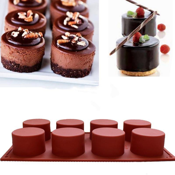 8 Holes Round Shape Silicone Cake Mold 3D Chocolate Candy Pudding Ice Mold Fondant Pastry Mould - MRSLM
